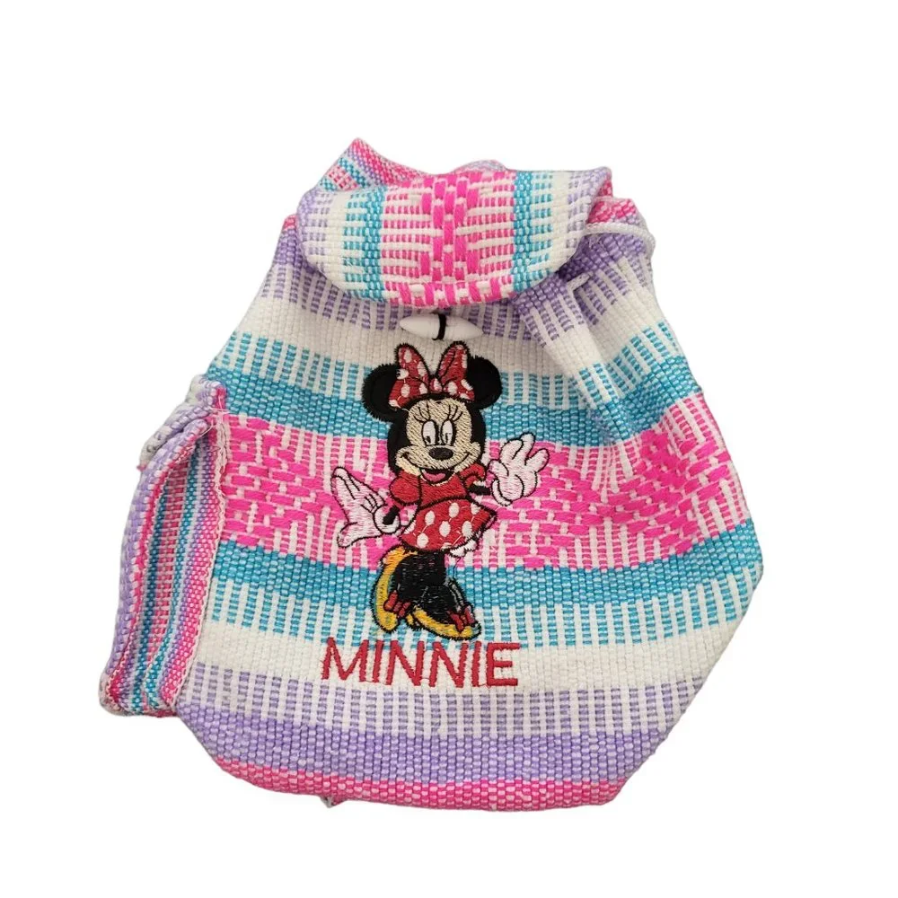 Disney Handwoven Minnie‎ Mouse Handmade Small Backpack in Pink and Blue